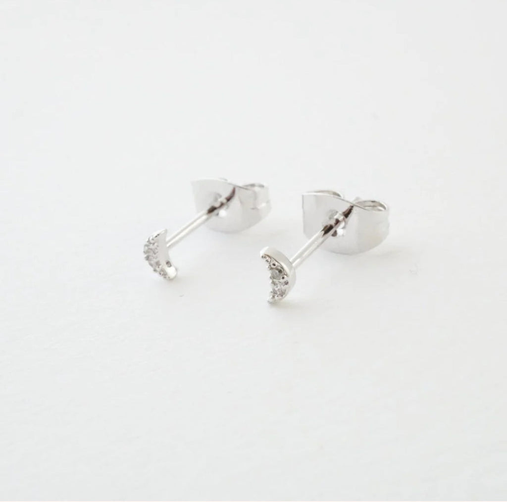 mini moon crystal stud earrings